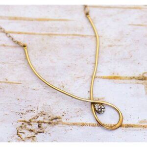 15 inch, Vintage Spiral Center Dainty Gold Filled Choker Necklace by Avon - D2